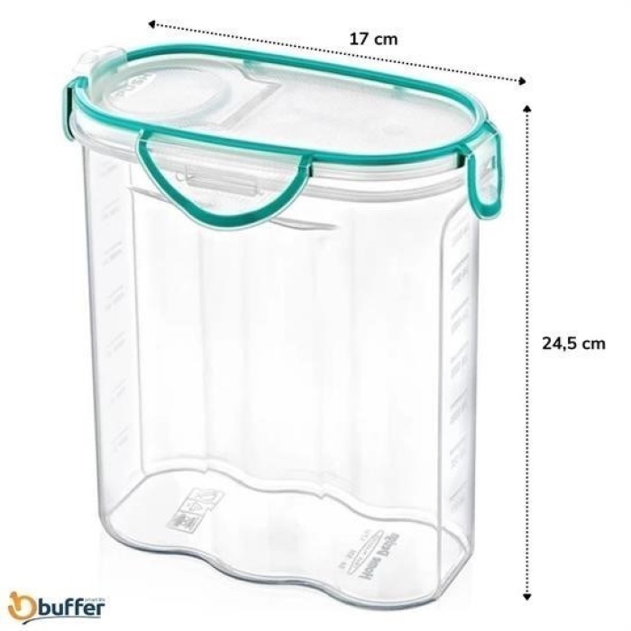 ®  Kilitli Kapaklı Contalı Hava,Su Sıvı Geçirmez 2,4 Litre Erzak Saklama Kabı-SA590