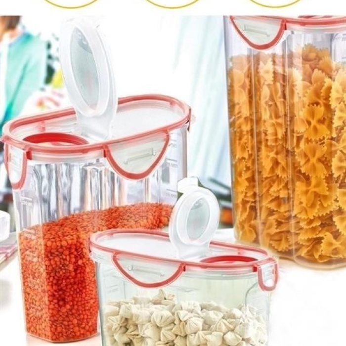 ®  Kilitli Kapaklı Contalı Hava,Su Sıvı Geçirmez 2,4 Litre Erzak Saklama Kabı-SA590