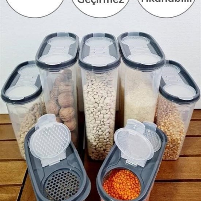®  2 Kapaklı Ölçekli Erzak Kuru Gıda Saklama Kutusu Kabı 2,4 Litre-SA940