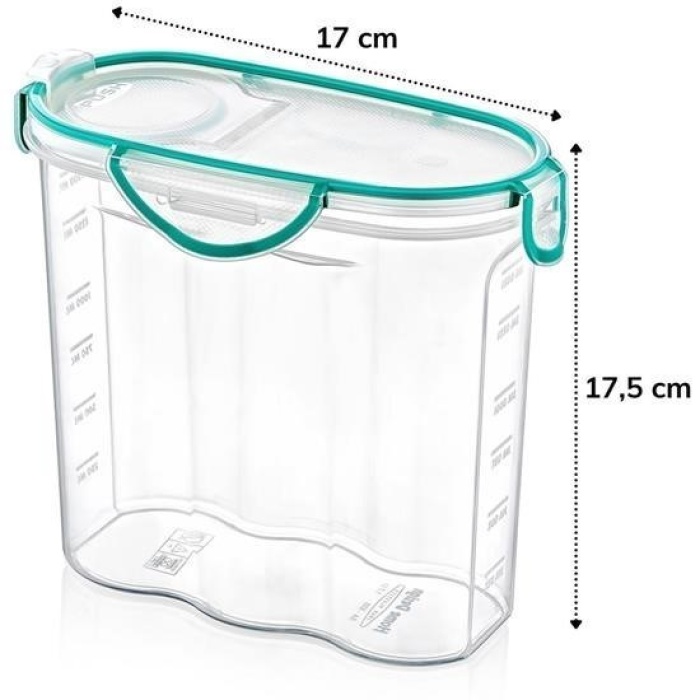 ®  Kilitli Kapaklı Contalı Hava,Su Sıvı Geçirmez 1,7 Litre Erzak Saklama Kabı-SA585