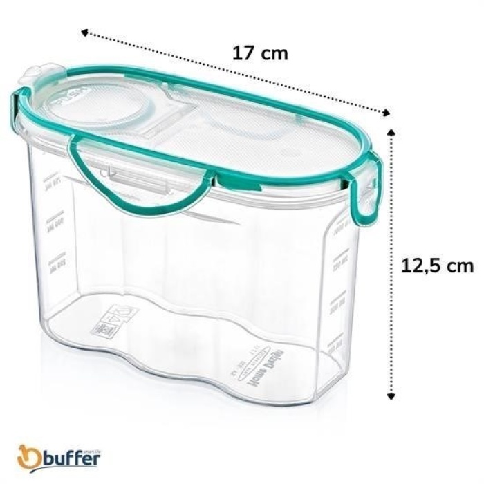 ®  Kilitli Kapaklı Contalı Hava,Su Sıvı Geçirmez 1,2 Litre Erzak Saklama Kabı-SA580
