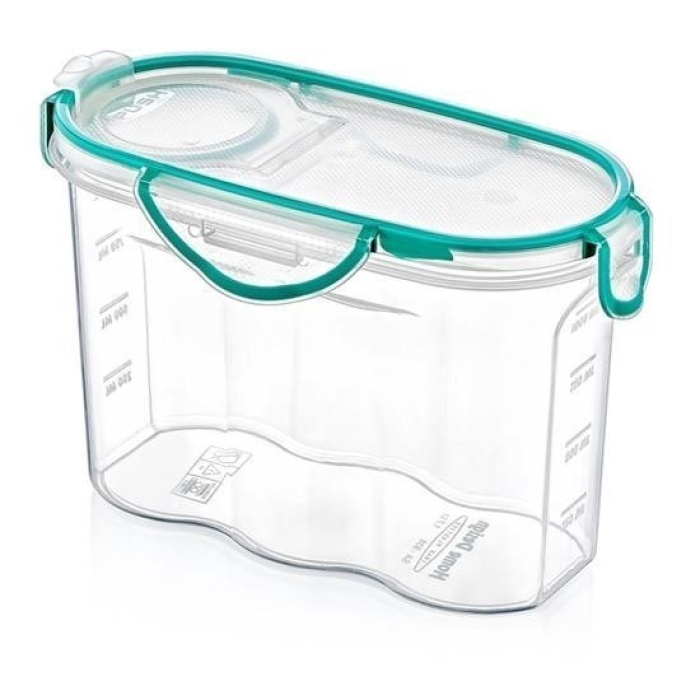 ®  Kilitli Kapaklı Contalı Hava,Su Sıvı Geçirmez 1,2 Litre Erzak Saklama Kabı-SA580