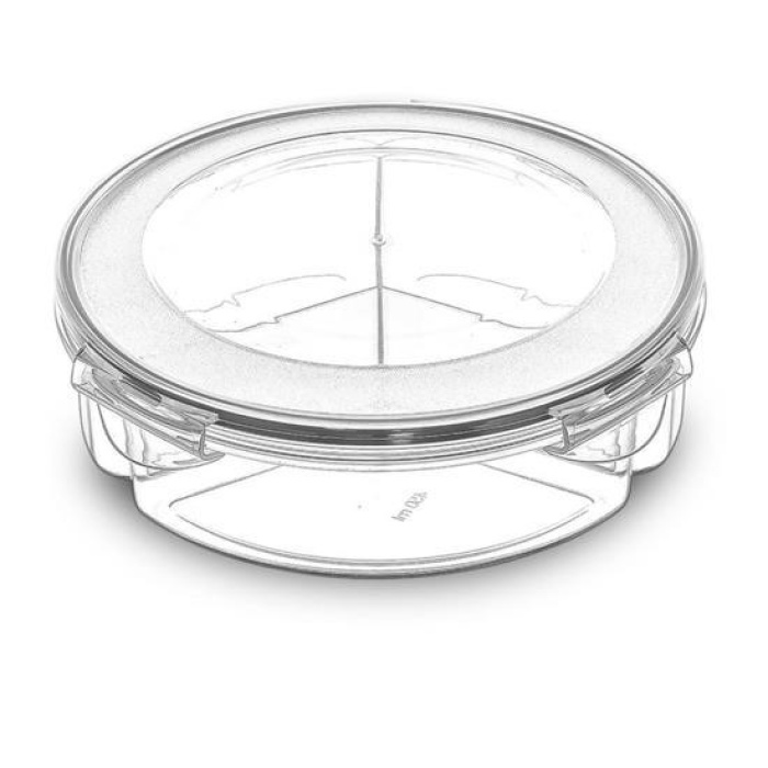 ®  3 Bölmeli Sızdırmaz Contalı Kilitli Kapaklı 1,35 Litre yuvarlak Erzak Saklama Kabı LC-500