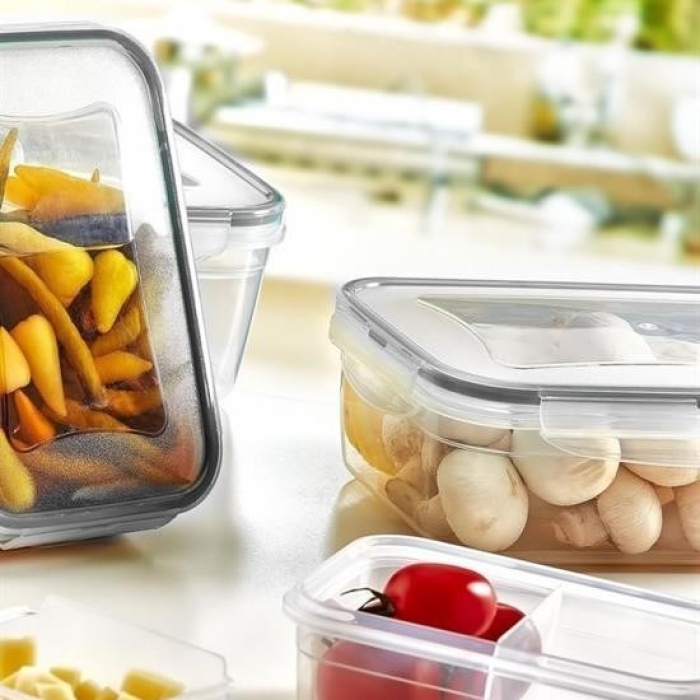®  2 Bölmeli Sızdırmaz Contalı Kilitli Kapaklı 1 Litre Erzak Saklama Kabı -LC505