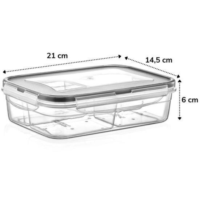 ®  4 Bölmeli Sızdırmaz Contalı Kilitli Kapaklı 1 Litre Erzak Saklama Kabı -LC520