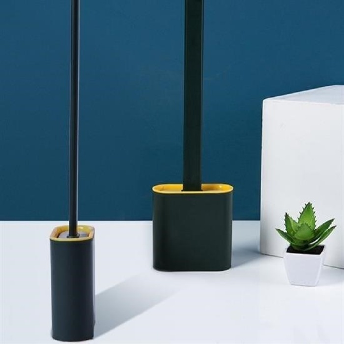 ®  Duvara Monte Edilebilir Kapaklı Askılı Klozet Yumuşak Silikon Başlıklı Tuvalet Fırçası Seti