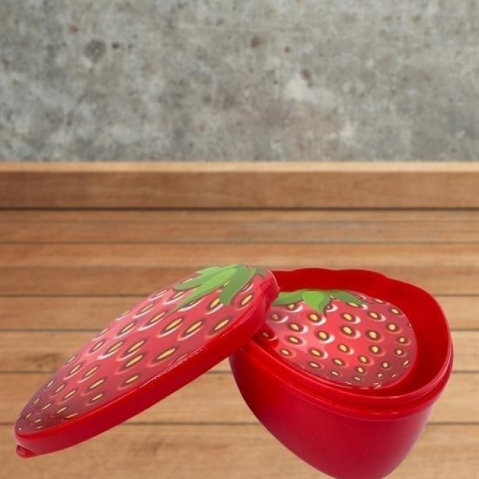 ®  2li İç İçe Geçebilen Çilek Model Saklama ve Beslenme Kabı Seti (550 ml + 250 ml)
