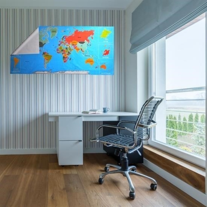 Biyomak®  Renkli Atlas Dünya Haritası Manyetik Yapıştırıcı Gerektirmeyen Duvar Stickerı 118 CM * 56 CM