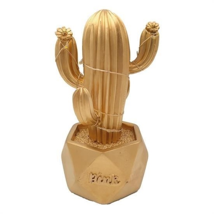 ®  Led Işıklı Sevimli Kaktüs Dekoratif Masa Lambası Mini Biblo Gece Lambası-GOLD