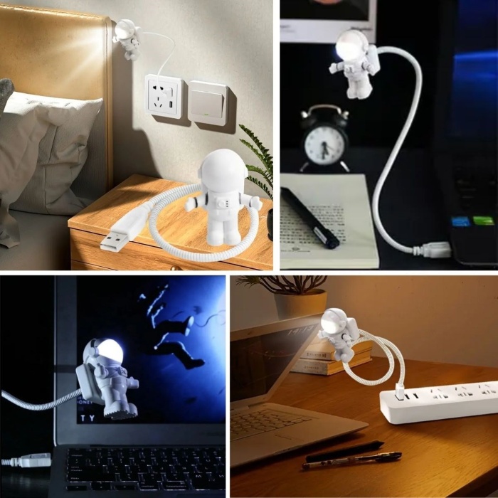 ®  USB Astronot Gece Lambası, Masa Lambası, Kitap Okuma Lambası Işığı