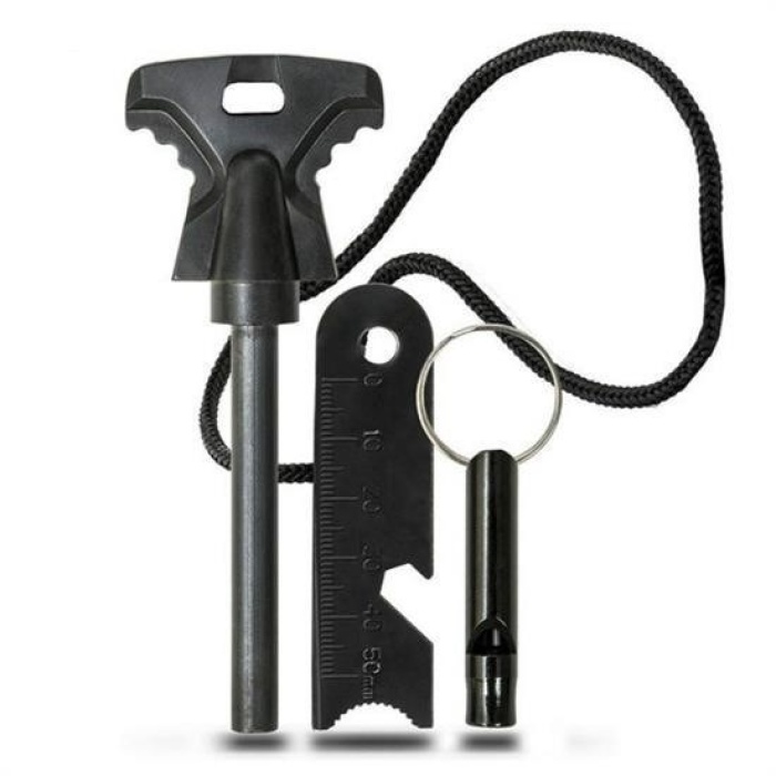 Biyomak®  Acil Durum Magnezyum Çubuk Çakmaktaşı Hayatta Kalma Ateş Başlatıcı Çakmak Kiti Düdük Hediyel