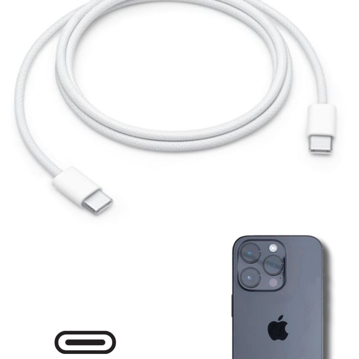 Biyomak®  Apple 15/15 Pro Type-C to Type-C Hasır Örgü Hızlı Şarj Kablosu (1m)