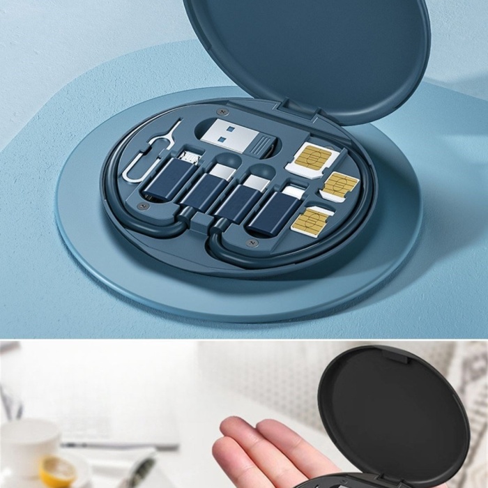 Biyomak®  60w Destekli Kablo Kutusu Seyahat Kablo Seti 5i 1 arada USB Type-C Şarj Kablosu Seti