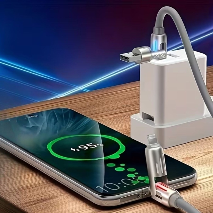 Biyomak®  4ü 1arada Hızlı Şarj Etme Özellikli Bir Ucu TYPE-C ve USB-A Diğer Ucu TYPE-C ve Lightning Uçlu 240W Şarj Kablosu