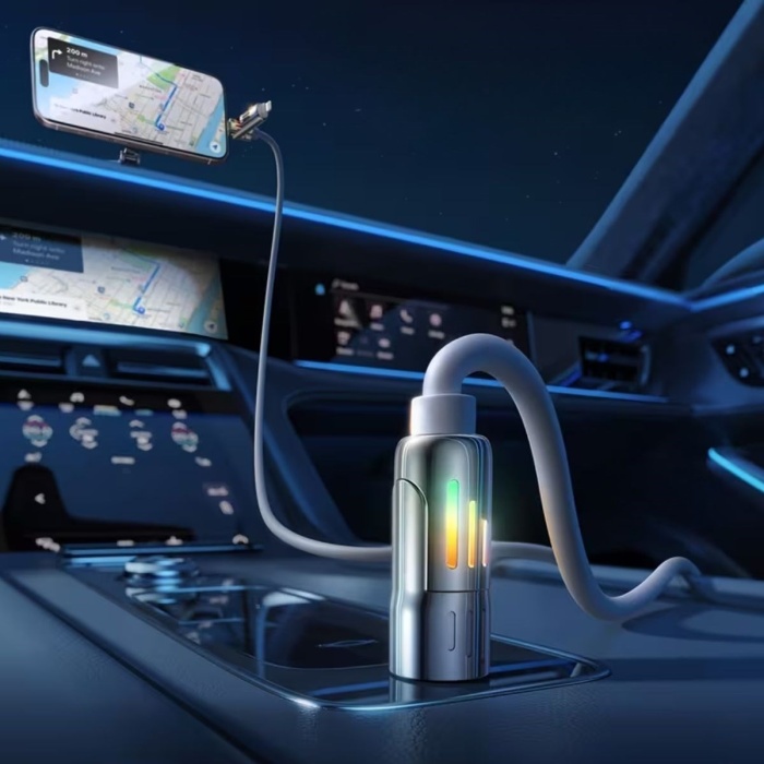 Biyomak®  4ü 1arada Hızlı Şarj Etme Özellikli Bir Ucu TYPE-C ve USB-A Diğer Ucu TYPE-C ve Lightning Uçlu 240W Şarj Kablosu