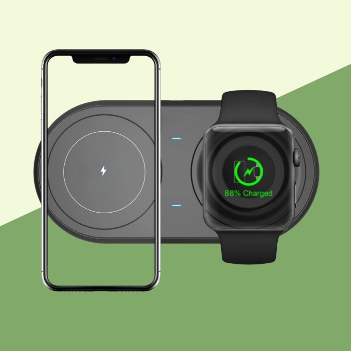 Biyomak®  2si 1arada Kablosuz Saat,Kulaklık ve Telefon Hızlı Şarj Etme Aparatı