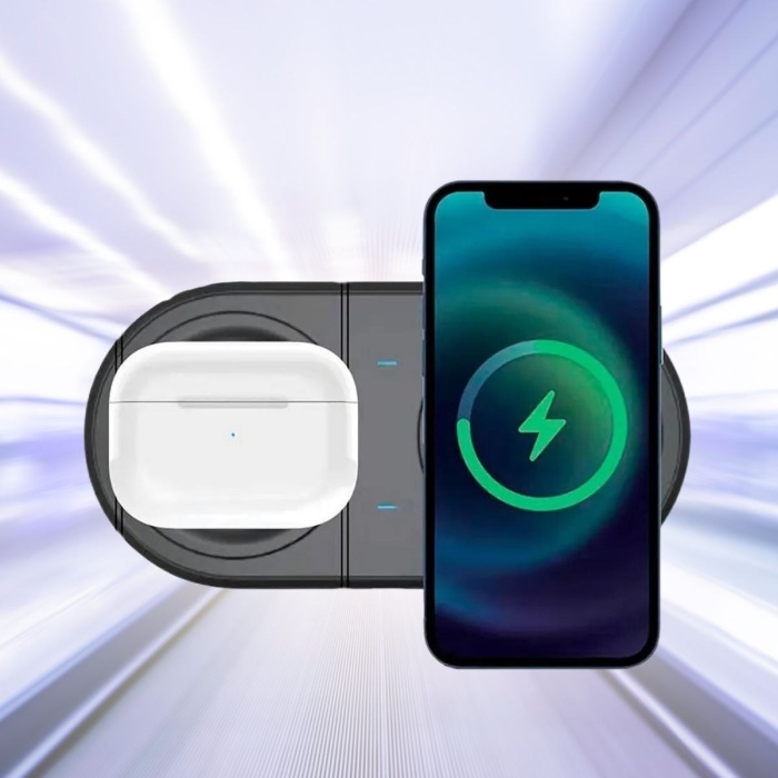 Biyomak®  2si 1arada Kablosuz Saat,Kulaklık ve Telefon Hızlı Şarj Etme Aparatı