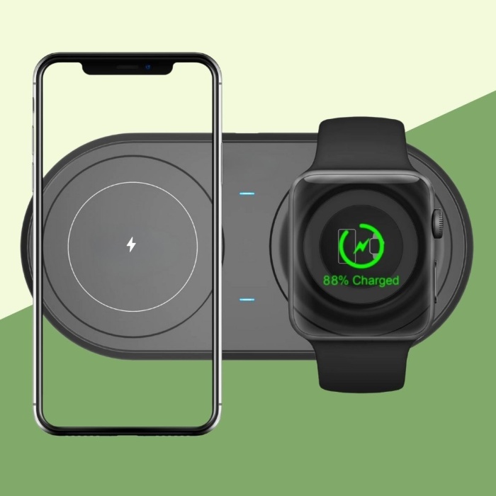 Biyomak®  2si 1arada Kablosuz Saat,Kulaklık ve Telefon Hızlı Şarj Etme Aparatı