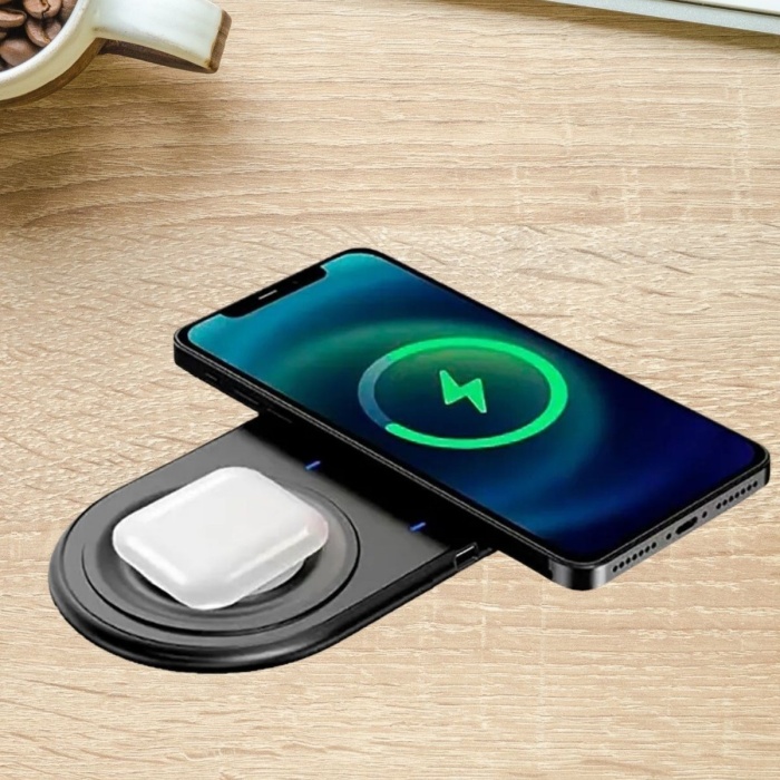 Biyomak®  2si 1arada Kablosuz Saat,Kulaklık ve Telefon Hızlı Şarj Etme Aparatı