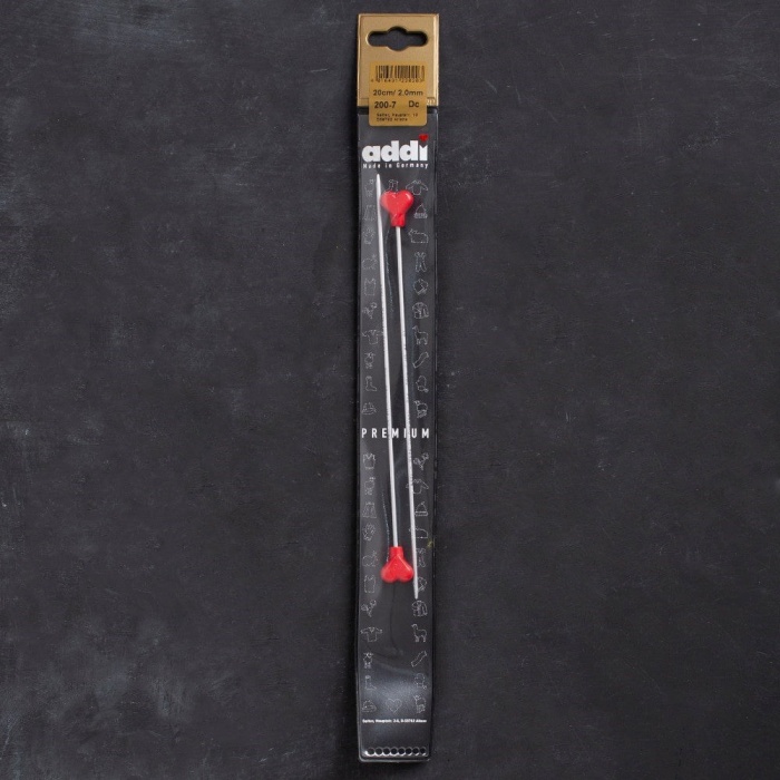 ® Addi Kalpli 2mm 20cm Klasik Alüminyum Örgü Şişi -