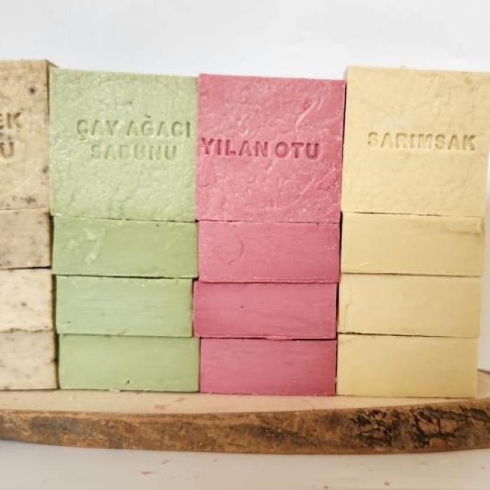 ® Doğal Üretim Sabunu Karışık (Çörekotu-Çay Ağacı-Yılan Otu-Sarımsak)16lı Set