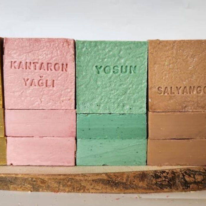 ® Doğal Üretim Sabunu Karışık (Kükürt-Kantaron-Yosun-Salyangoz) 12li Set