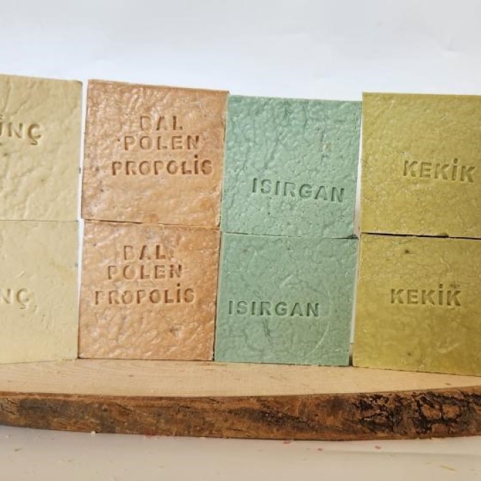 Biyomak® Doğal Üretim Sabunu Karışık (Pirinç-Bal Polen Propolis- Isırgan-Kekik) 8li Set