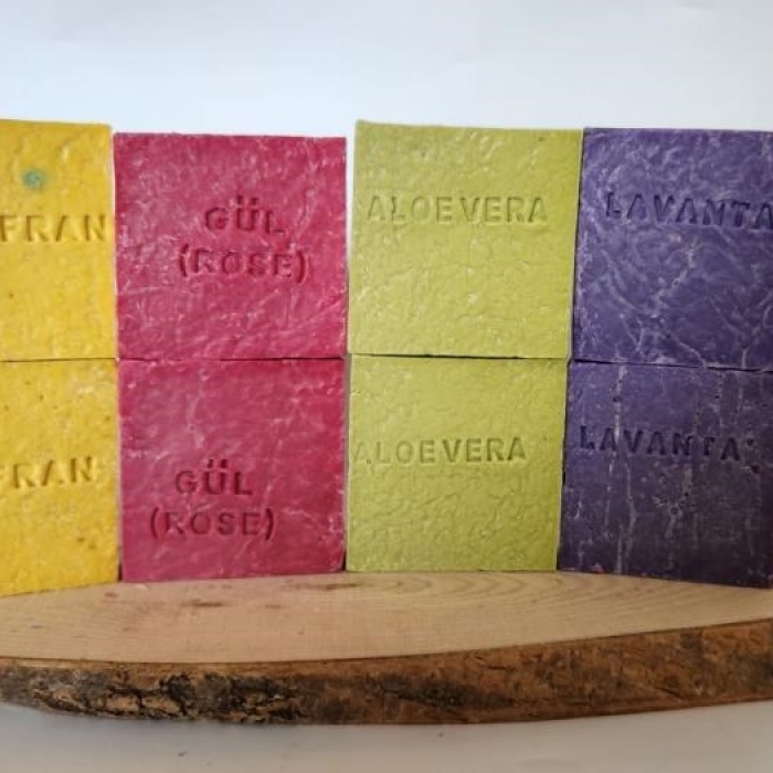 ® Doğal Üretim Sabunu Karışık (Safran-Gül-Lavanta-Aleovera) 8li Set