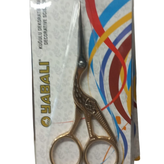 ® Nakış Makası Kuğulu Dekoratif Makas Altın YBL-044 Model 10