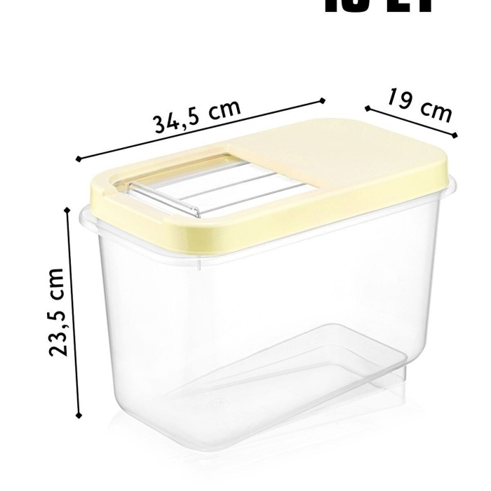 ® Sürgülü Kapaklı 10 LT Erzak Bakliyat Un Şeker Saklama Kabı