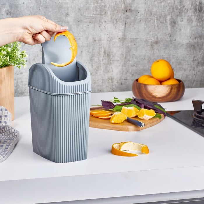 ® Yeni Ürün Döner Kapaklı Mini Çöp Kovası 2.5 LT - GRİ