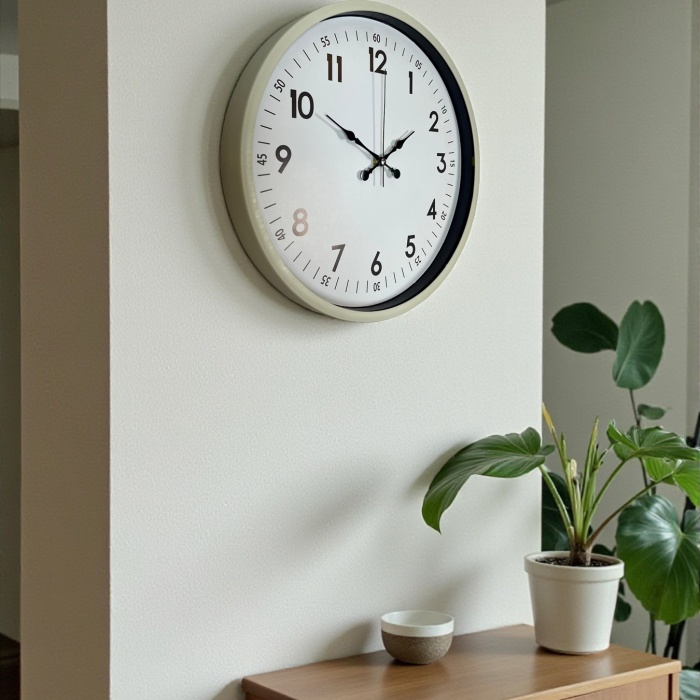 Biyomak® 36 Cm Krem Dekoratif Duvar Saati