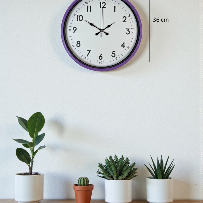 Biyomak® 36 Cm Mor Dekoratif Duvar Saati