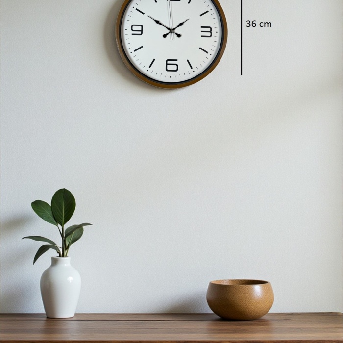 Biyomak® 36 Cm Kahverengi Dekoratif Duvar Saati