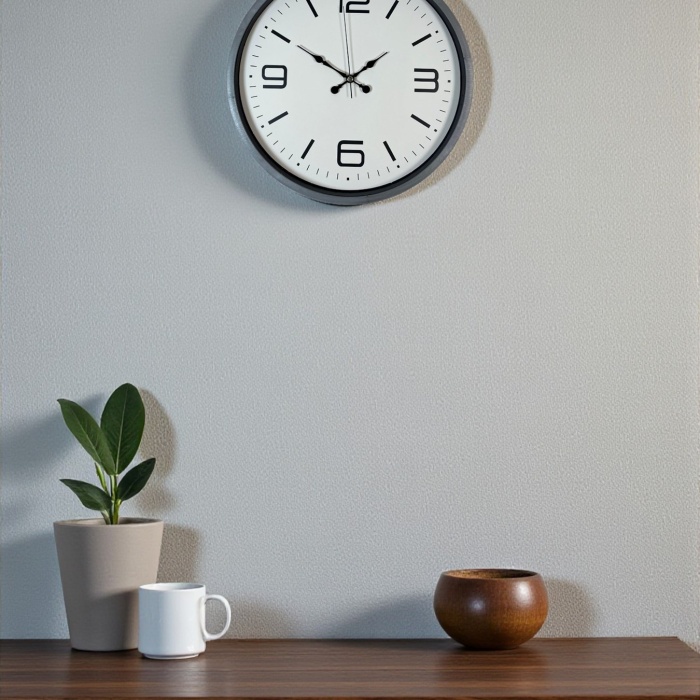 Biyomak® 36 Cm Gri Dekoratif Duvar Saati