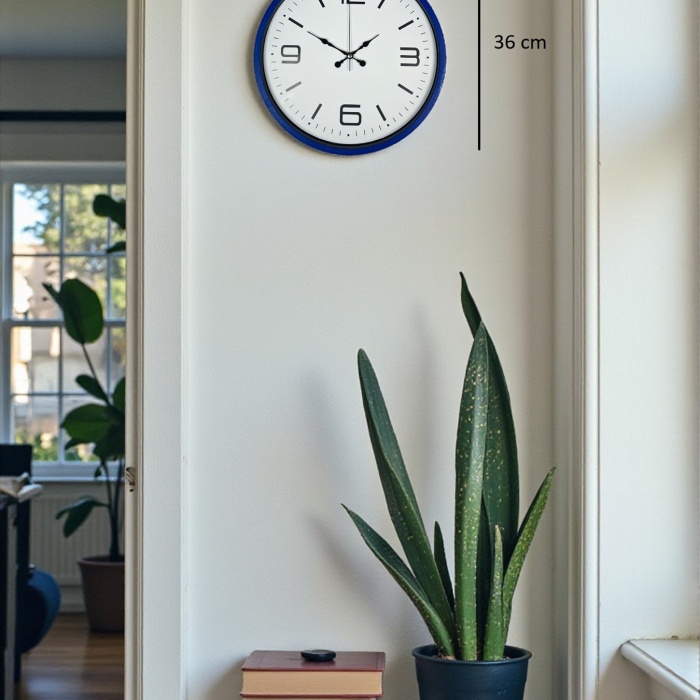 Biyomak® 36 Cm Lacivert Dekoratif Duvar Saati