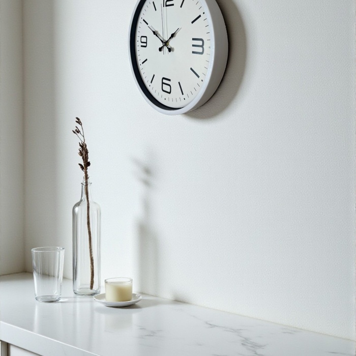 Biyomak® 36 Cm Beyaz Dekoratif Duvar Saati