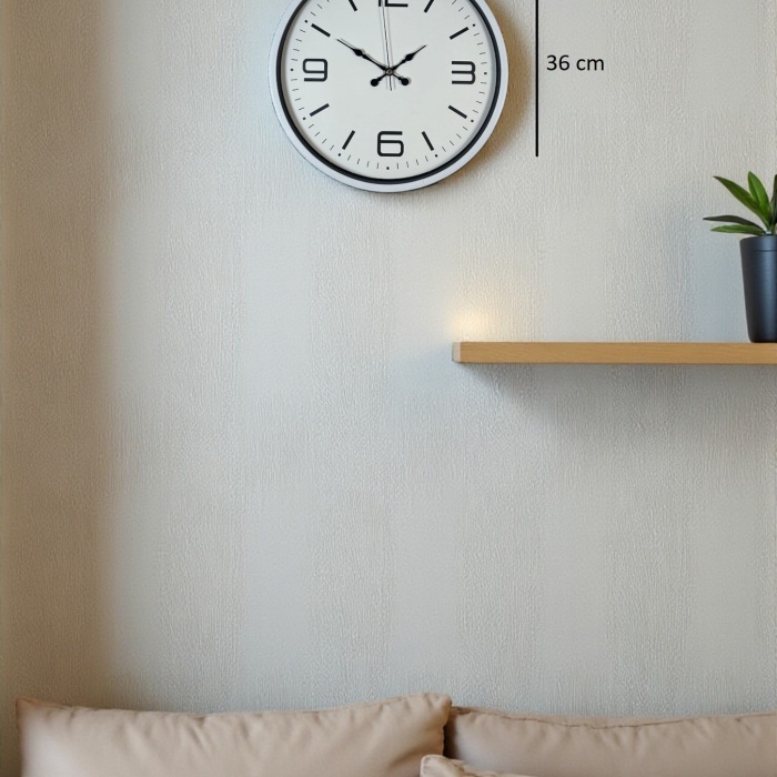 Biyomak® 36 Cm Beyaz Dekoratif Duvar Saati