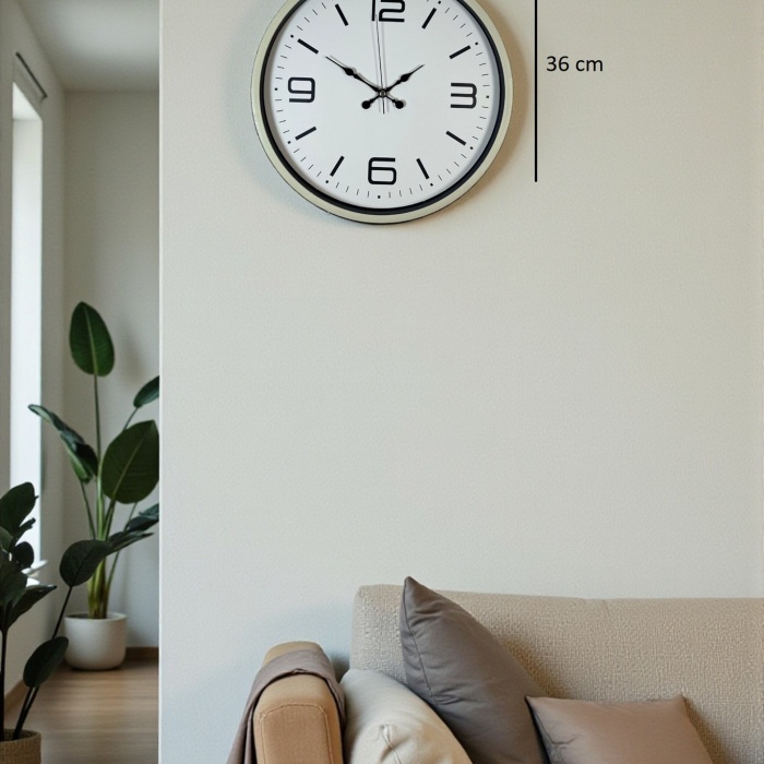 Biyomak® 36 Cm Krem Dekoratif Duvar Saati
