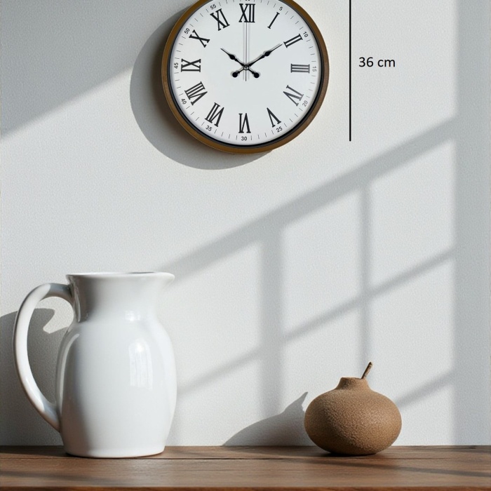 Biyomak® 36 Cm Kahverengi Dekoratif Duvar Saati