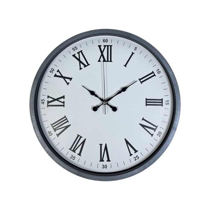 Biyomak® 36 Cm Gri Dekoratif Duvar Saati