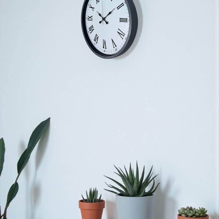 Biyomak® 36 Cm Gri Dekoratif Duvar Saati