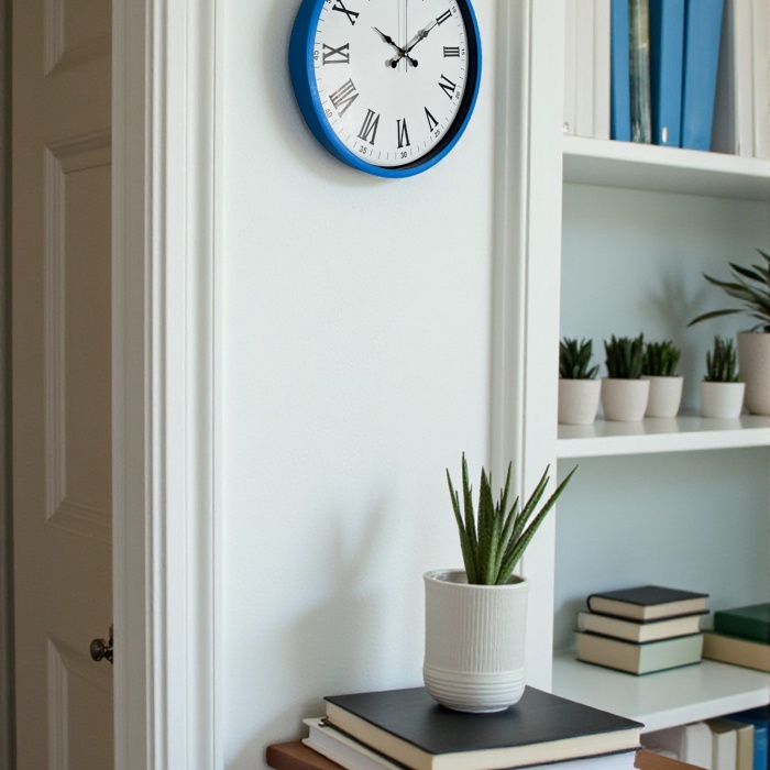 Biyomak® 36 Cm Mavi Dekoratif Duvar Saati