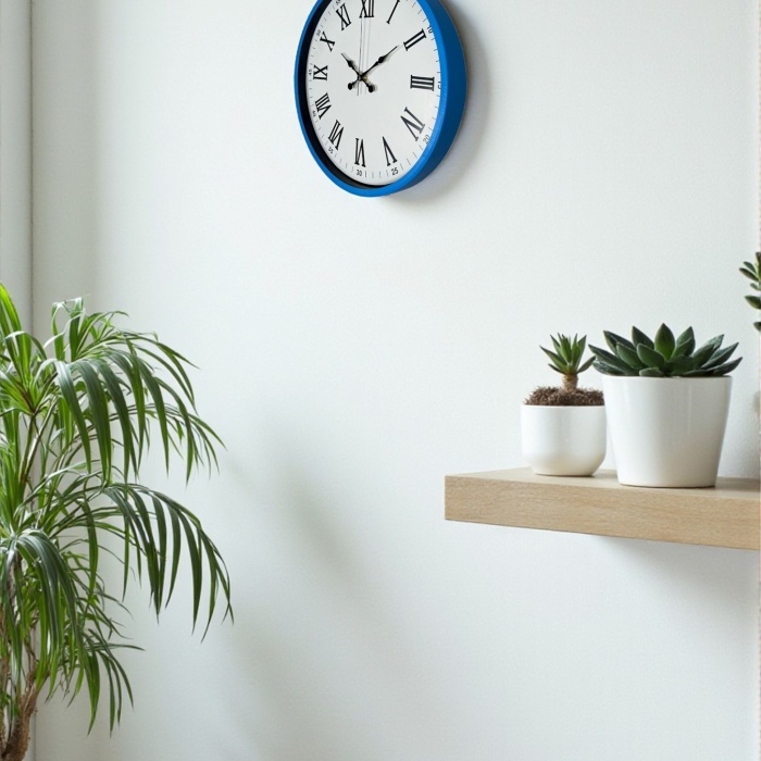 Biyomak® 36 Cm Mavi Dekoratif Duvar Saati