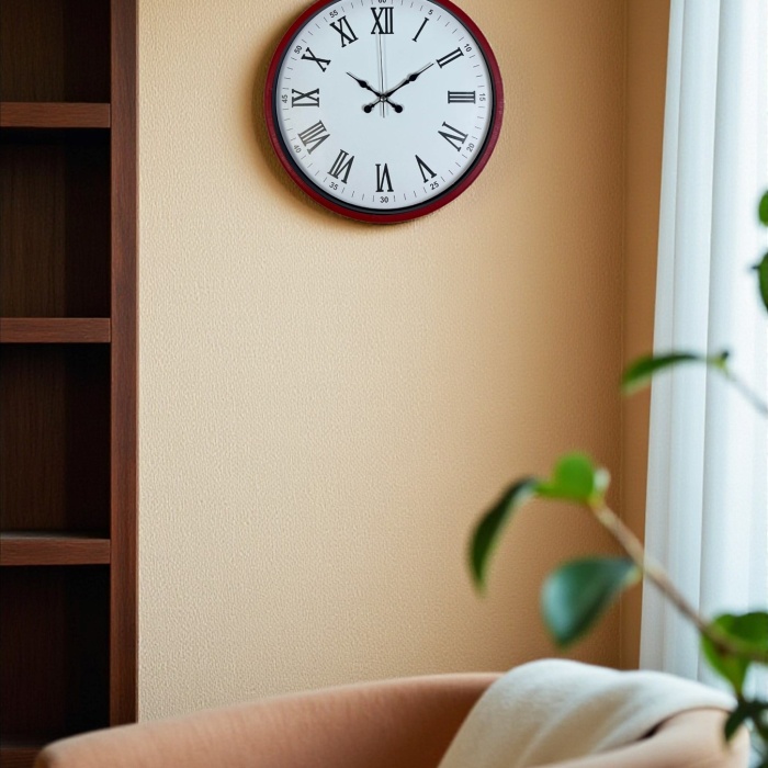 Biyomak® 36 Cm Kırmızı Dekoratif Duvar Saati