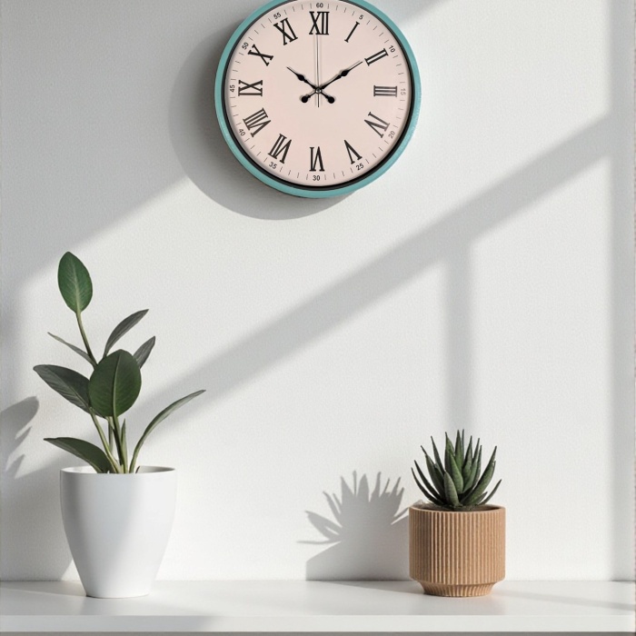 Biyomak® 36 Cm Turkuaz Dekoratif Duvar Saati