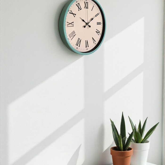 Biyomak® 36 Cm Turkuaz Dekoratif Duvar Saati