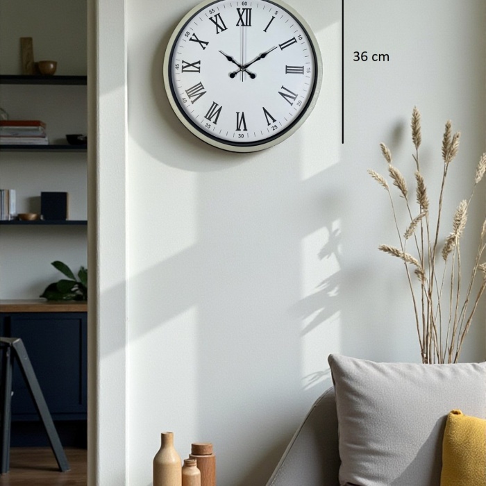 Biyomak® 36 Cm Krem Dekoratif Duvar Saati