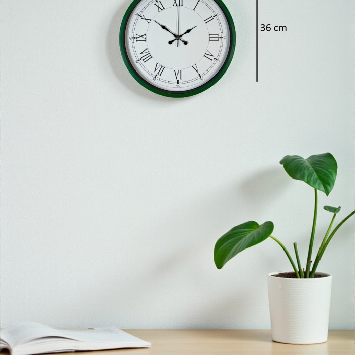 Biyomak® 36 Cm Yeşil Dekoratif Duvar Saati