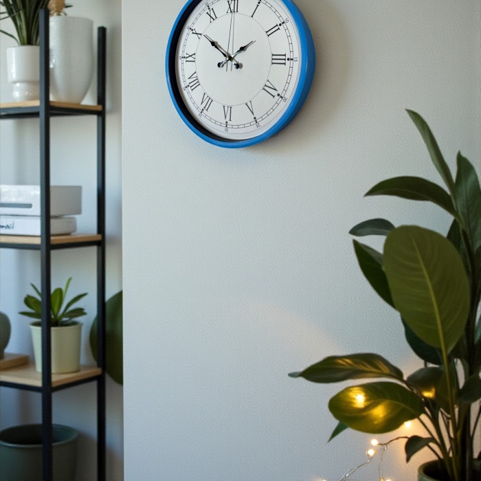 Biyomak® 36 Cm Mavi Dekoratif Duvar Saati